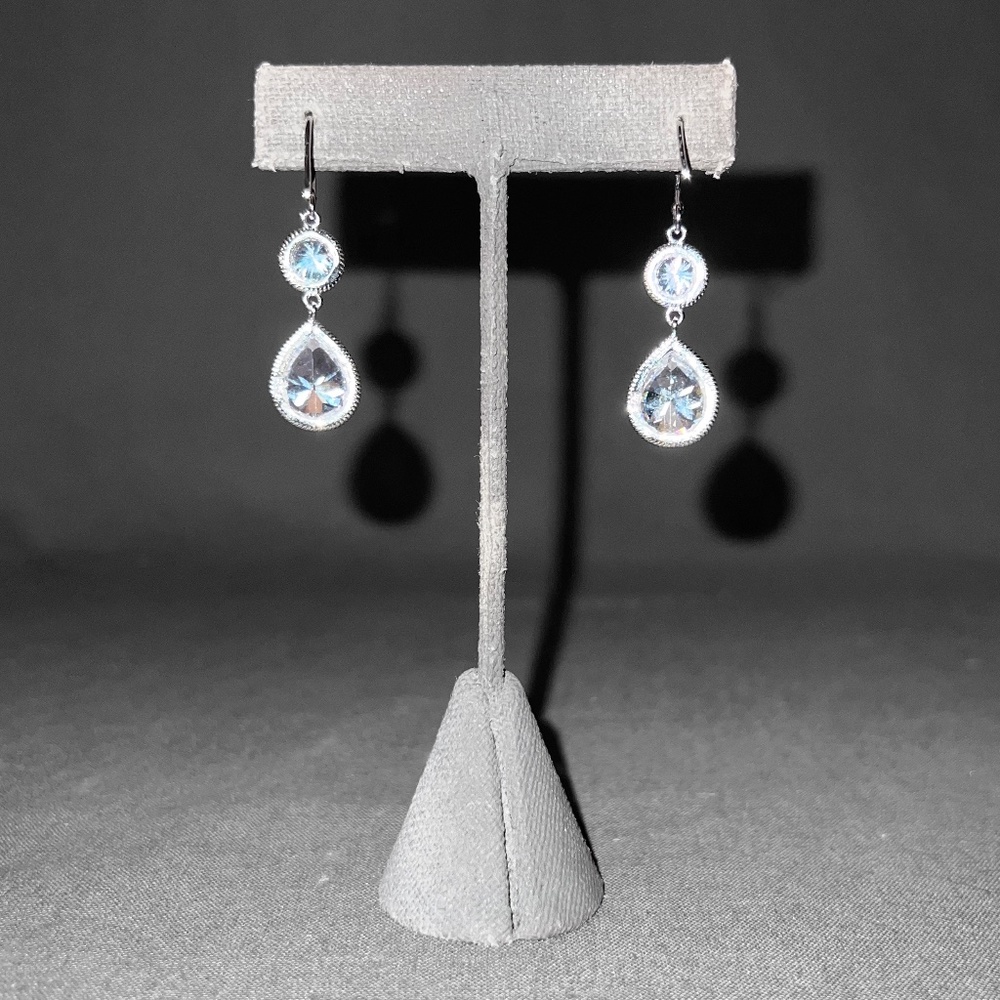 Clear Rhinestone Drop Earrings - Picture 3 of 4